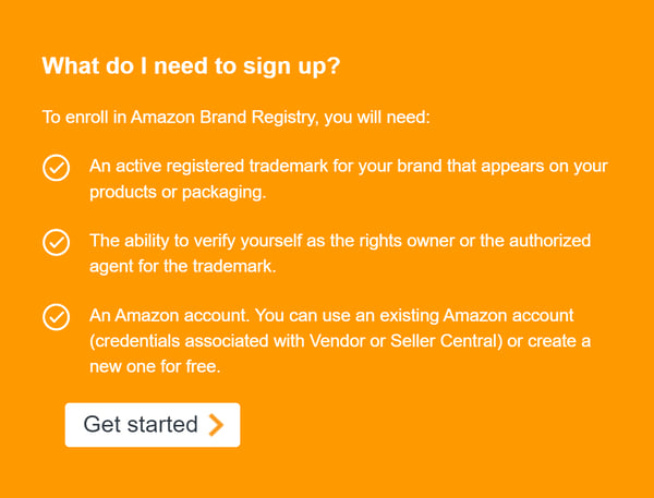 What do I need to sign up for brand registry
