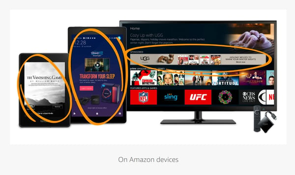 Examples of DSP retargeting ads appearing on Amazon devices