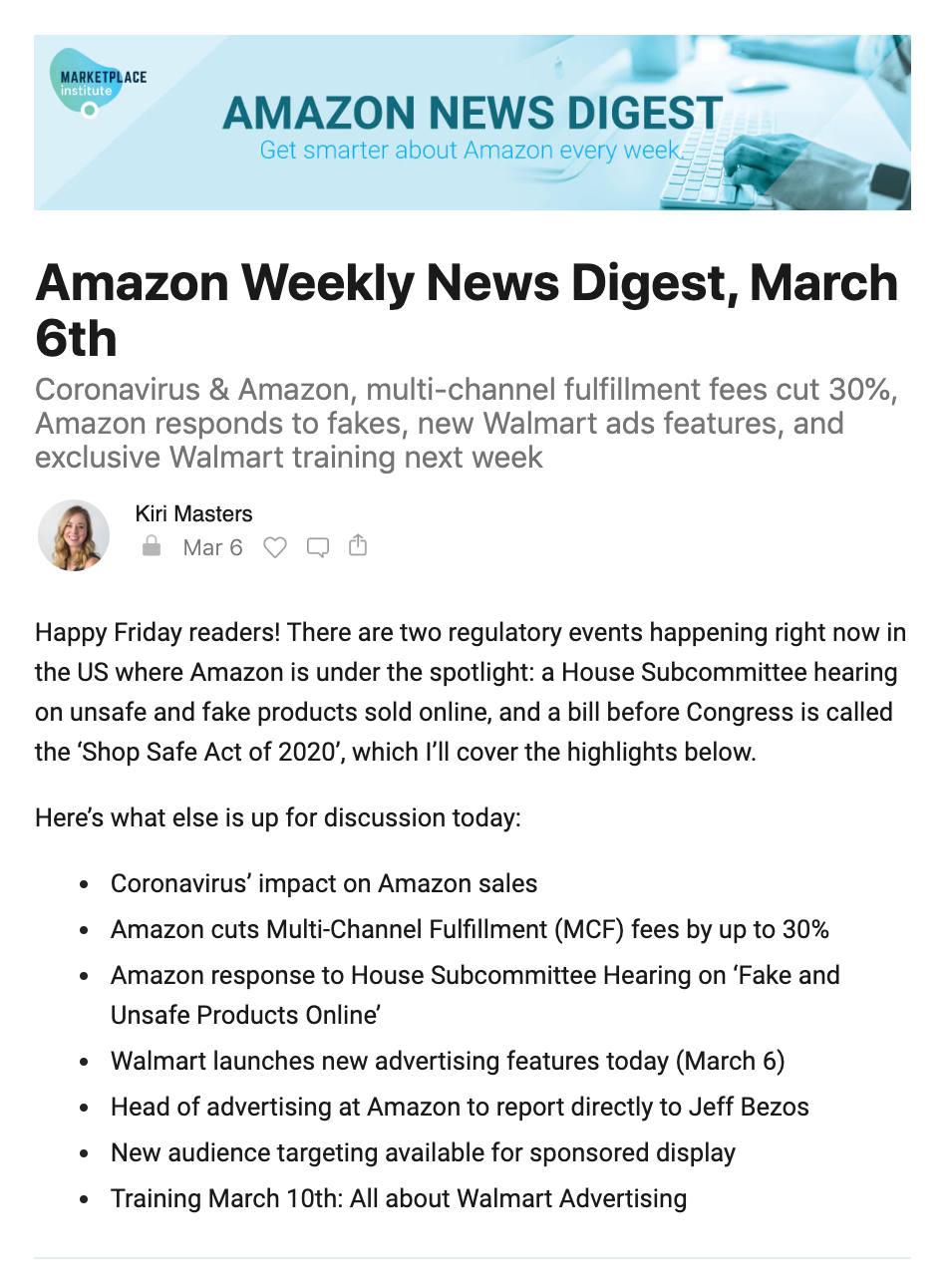 Amazon Weekly News Digest