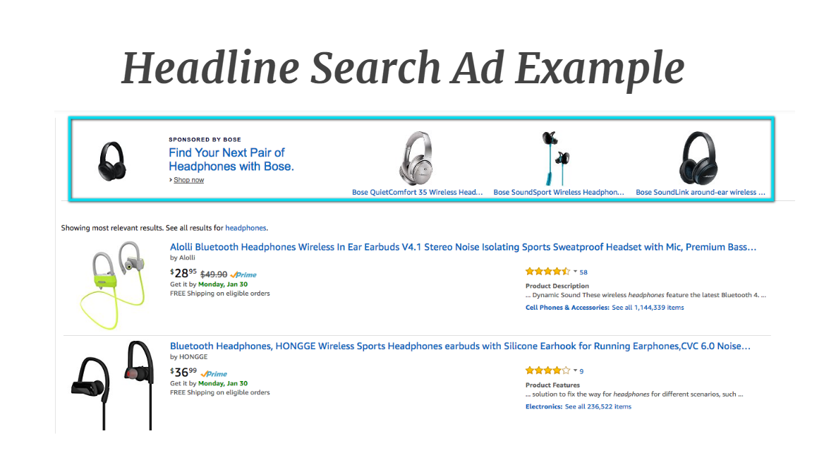  Example of a Headline Search Ad Example - AMS (Amazon Marketing Services) 
