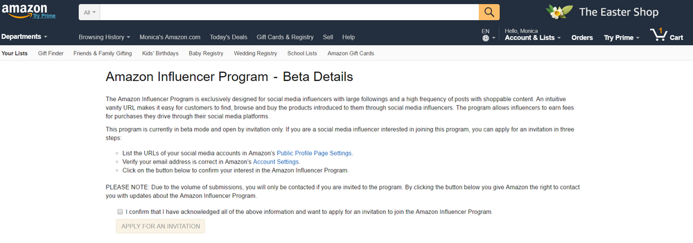  Amazon Influencer Program - learn more  here . 