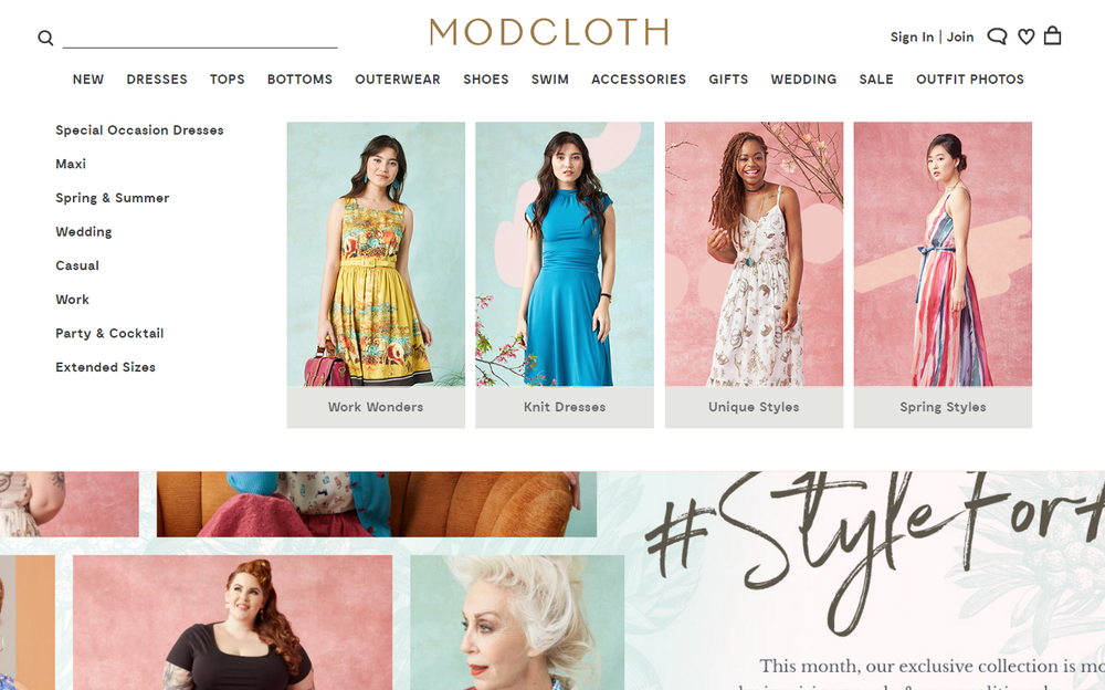  Modcloth Homepage 